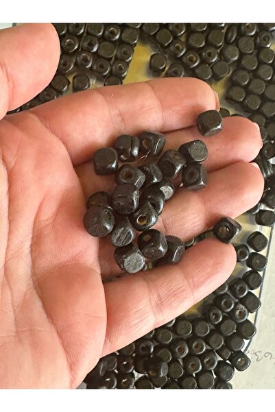 Gönülden Tasarım Crne drvene perle za nakit - 05 CM 50 komada sa rupama