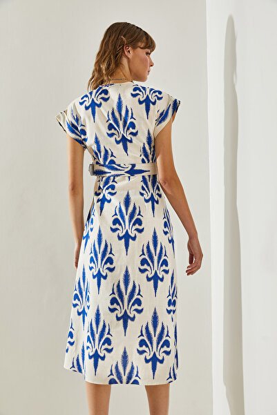 Bianco Lucci Double Breasted Collar Midi Length Women's Dress - With Mobile Belt 4302 Model60251405