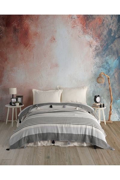 Lux Touch Mabel Black Double Pike - 220x240 cm, Pompom Cotton