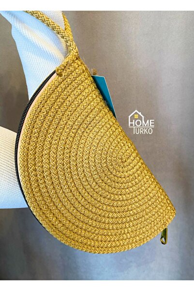 HomeTurko Jute Decorative Wallet, Bag Organizer, Jute Bohemian Style Wallet, Zippered Wallet