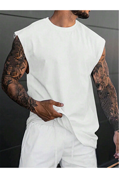 Revasser Unisex Kadın/Erkek Düz Özel Oversize Pamuk Penye Bisiklet Yaka Sıfır...