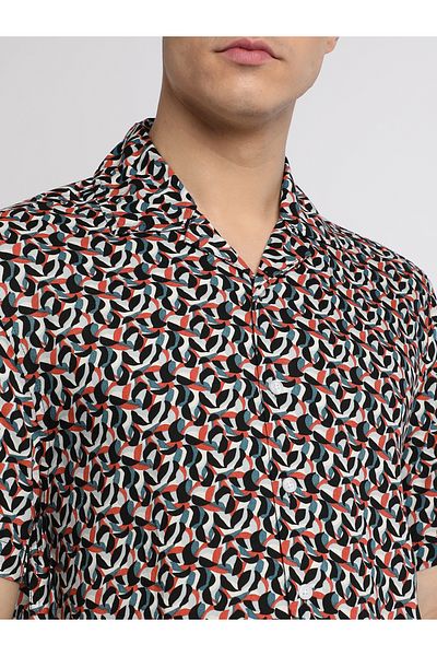 Dennis Lingo By Styli All Over Print Regular Fit Shirt with Short Sleeves