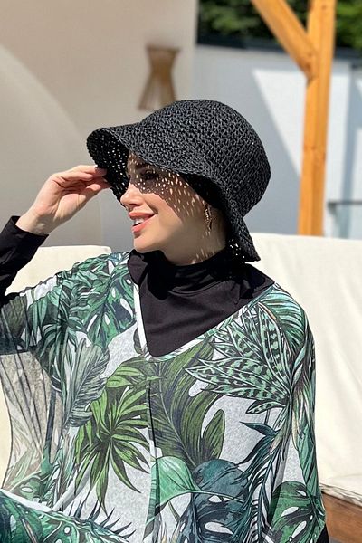 Remsa Mayo Straw Hand Knitted Hat - RŞ-83 Black
