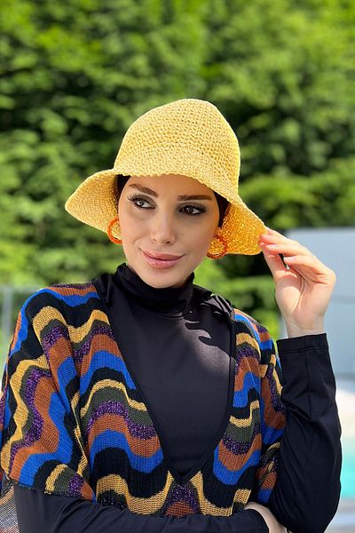 Remsa Mayo Yellow Straw Knitted Hat - RŞ-83