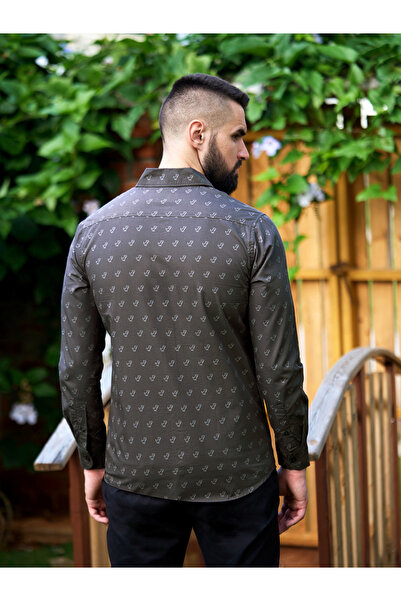 Dillinger By Styli All Over Dinosaur Print Shirt with Long Sleeves