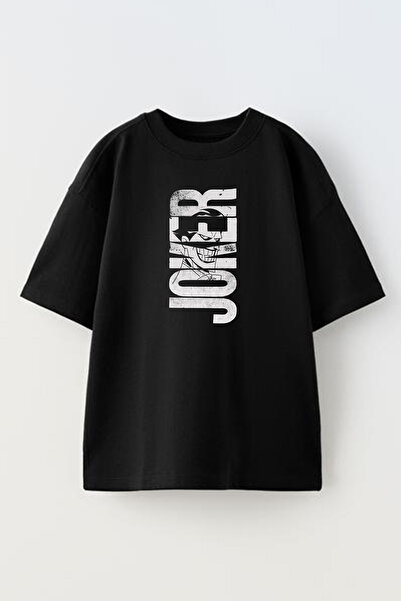 NMG TEKSTİL تي شيرت قطني كبير الحجم مطبوع عليه جوكر أسود للجنسين