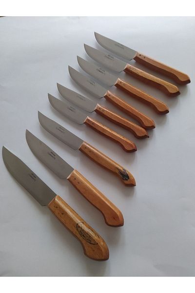 DİBA AVM Kitchen Knife Set - Wooden Handle Osmaniye Knife Fruit Vegetable Knife Set of 9