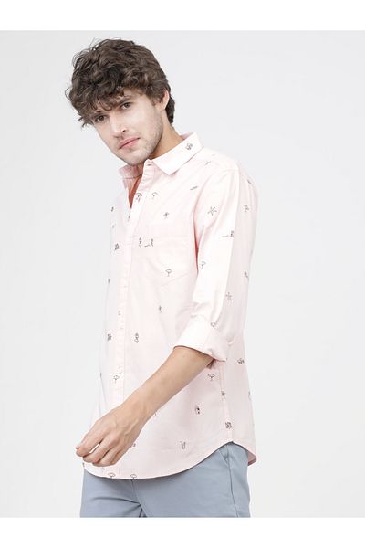 Highlander By Styli All Over Print Shirt with Long Sleeves