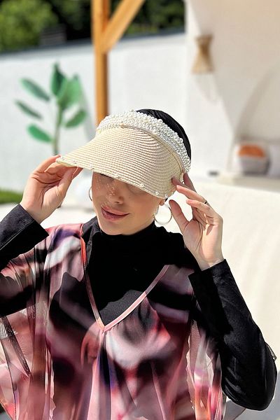 Remsa Mayo Ψάθινο καπέλο με μπεζ Χρώμα Pearl Visor - Αντηλιακό γείσο RŞ-95