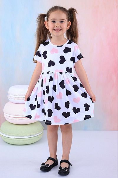 BUUFUU Micky Patterned Short Sleeve Girl's Dress