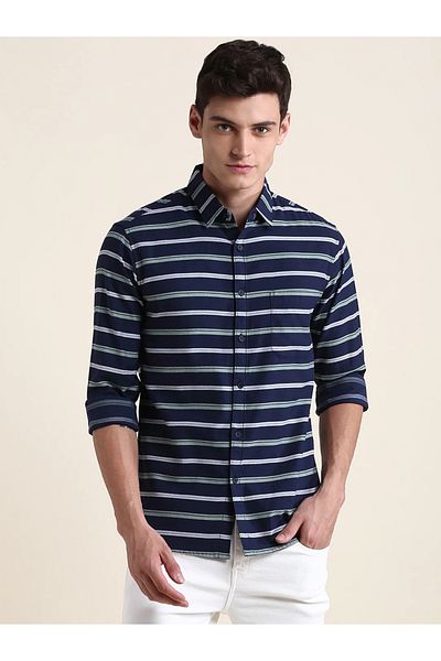 Dennis Lingo By Styli Striped Slim Fit Shirt with Long Sleeves