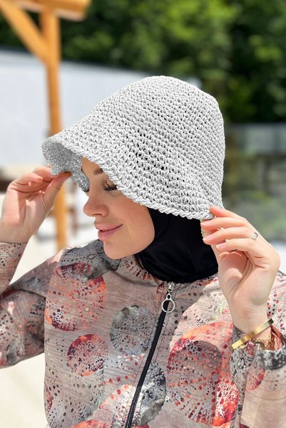 Remsa Mayo Hand knitted straw hat rş-83 white
