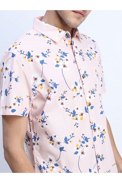 Highlander By Styli All Over Floral Print Shirt with Short Sleeves