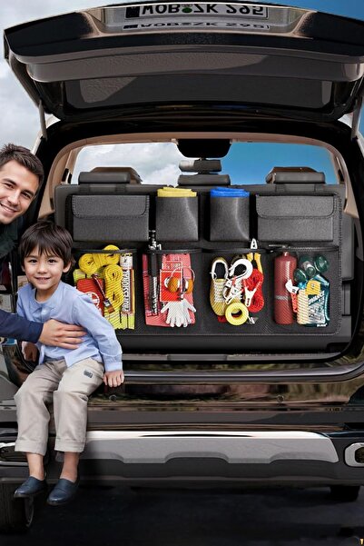 BYENS Araç Bagaj Düzenleyici Çanta Organizer 8 Cepli Araba Çantası Oto İçi Ak...