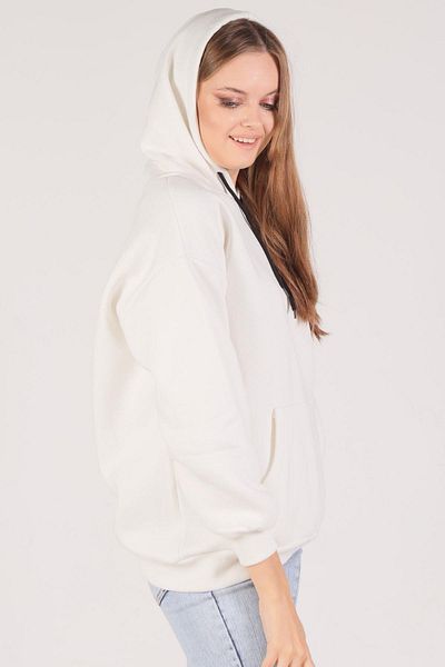 Rays 8135m - Oversize Ecru Sweatshirt, Lace-Up