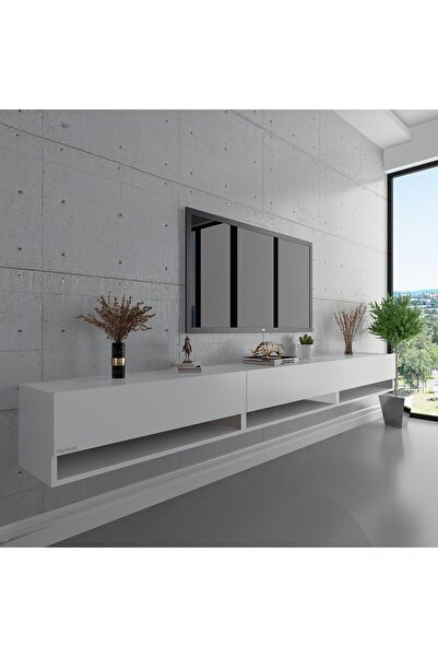 Myniture Home & Living Duvara Monte Tv Sehpası Beyaz S6103-1
