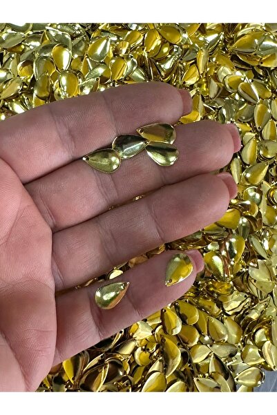 Gönülden Tasarım 1 CM 10 GR DELİKLİ ÇELİK ALTIN SARISI DAMLA TAKI KÜPE KOLYE ...