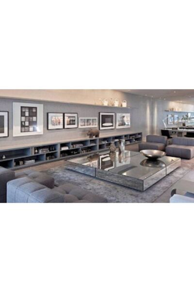 Gençtürk Luxury Gümüş Aynalı Tekerlekli 2 Parçadan Oluşan Orta Sehpa 140x140 ...