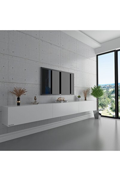 Myniture Home & Living Duvara Monte Tv Sehpası Beyaz S6108-1