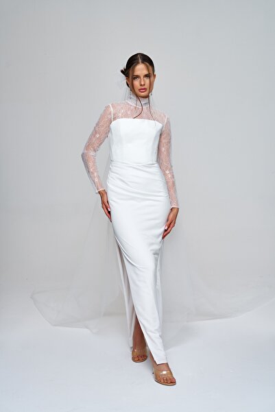 Zeynep Kaya Fransız dantel gepiyer elbise