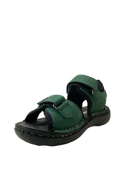 Toddler Boy's Green Leather Sandals - 4544 Model