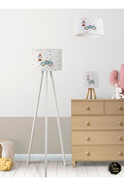 Talia Home Sevimli Araba ve Balon Çocuk Odası Avize-Abajur-Lambader 3'lü Takı...