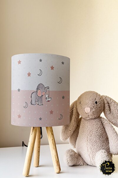 Talia Home Star Patterned Elephant Lamp - Children's Room Lampshade Table Tla...