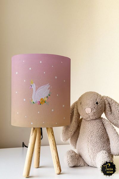 Talia Home Transitional Swan Lampshade Table for Children's Room - Tlab-050