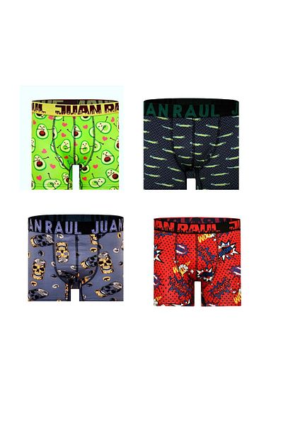 Juan Raul Ανδρικά μποξεράκια με μοτίβο Lycra Cotton Boxer 4 Pack