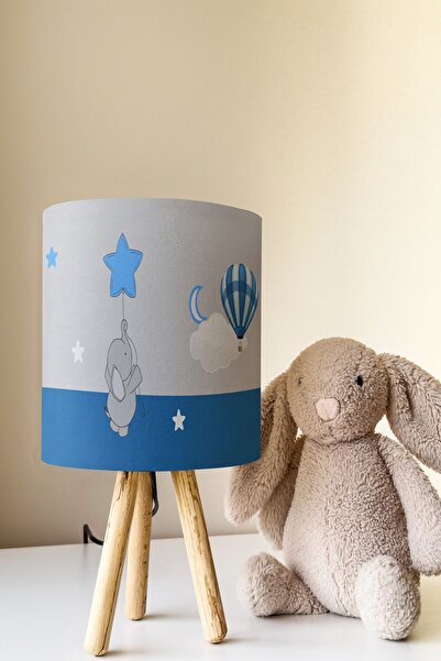 Talia Home Elephant Holding a Star - Children's Room Lampshade Table, Lamp Tlab-074