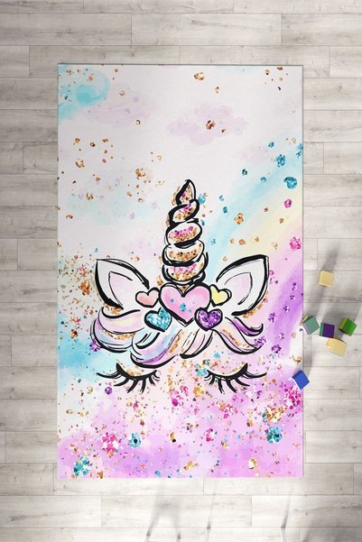 Talia Home Mor Pembe Unicorn Desenli Çocuk Halısı