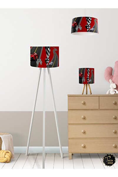 Talia Home Yarış Arabalı Çocuk Odası Avize-Abajur-Lambader 3'lü Takım TLAL-194