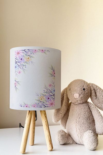 Talia Home Soft Flower Patterned Lampshade Table Lamp for Children's Room - Tlab-249
