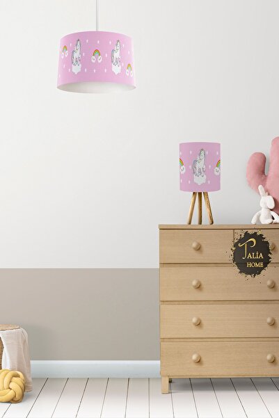 Talia Home Unicorn Desenli Sarkıt Avize ve Abajur Masa Lambası Aydınlatma TLA...