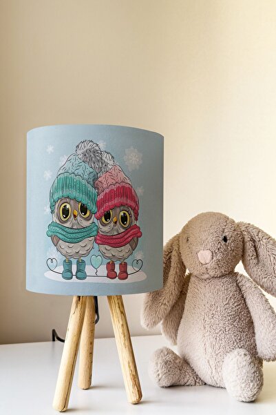 Talia Home Owl Patterned Children's Room - Lampshade Table, Lamp Tlab-236