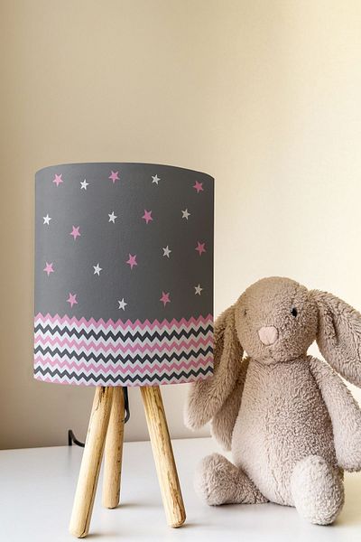 Talia Home Star Patterned Children's Room - Lampshade Table, Lamp Tlab-154