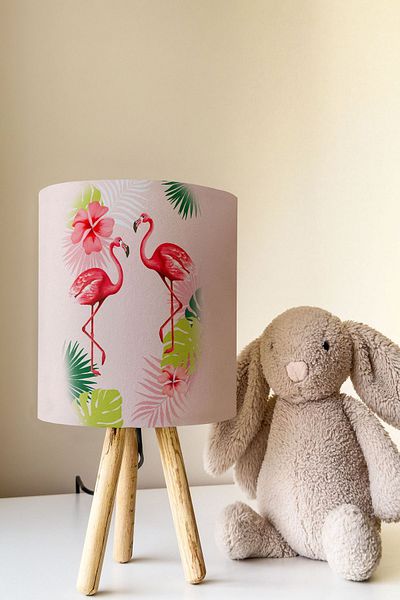 Talia Home Flamingo Patterned Children's Room - Lampshade Table Lamp Tlab-251