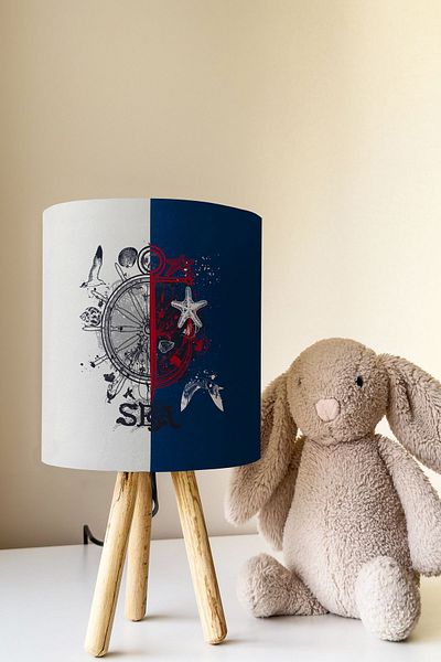 Talia Home Sailor Patterned Children's Room and Lampshade Table - Two Colors, Tlab-184