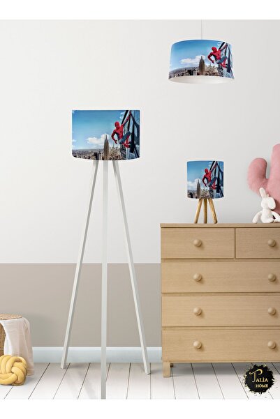 Talia Home Örümcek Adam Spider-Man Çocuk Odası Avize-Abajur-Lambader 3'lü Tak...