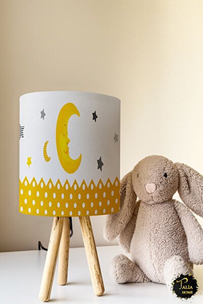 Talia Home Star Patterned Children's Room - Lampshade Table Lamp Tlab-022