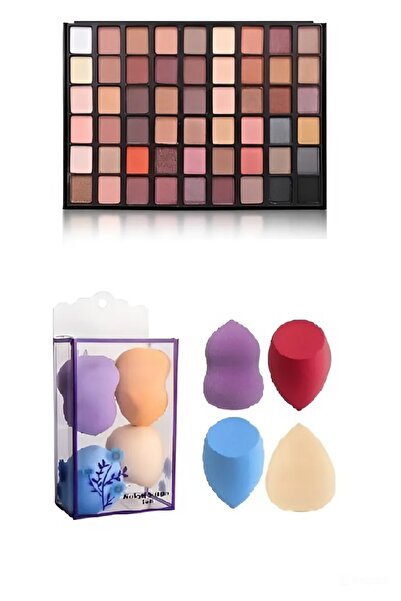 SHILOX لوحة ظلال عيون غير لامعة بيرليسسينت مكونة من 54 قطعة + مجموعة إسفنجة م...