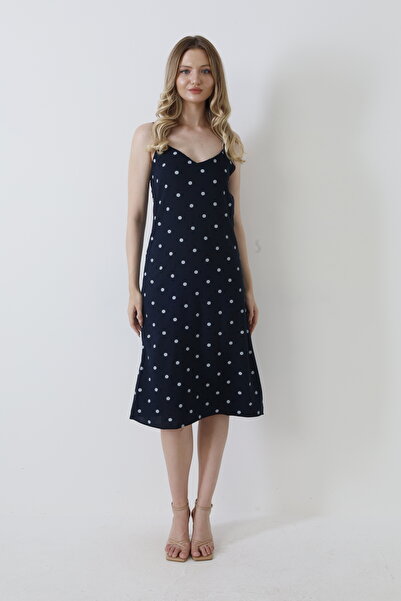 Lucky Line Καλοκαιρινό φόρεμα βισκόζης - Κρεμάστρα με κορδόνι, 100% υφαντό, πουά