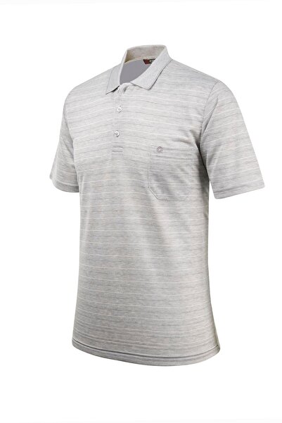 Çizgi Triko Ανδρικό μπλουζάκι πόλο με λαιμόκοψη με κουμπιά τσέπης Classic Fit