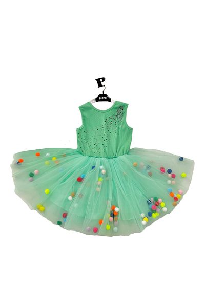 By Piera 09287 Model Rochie Copii cu Pompon