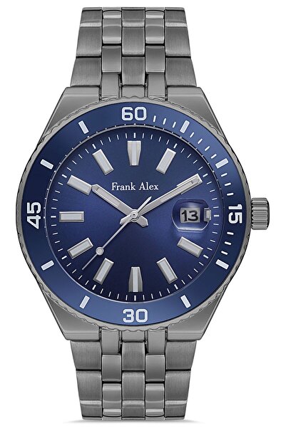 Frank Alex Erkek Çelik Kordon Kol Saati Çelik Kasa Paslanmaz Çelik Takvimli F...