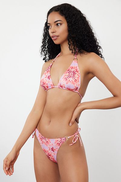 Trendyol Collection Hipster-Bikinihose mit Blumenmuster und hoher Taille zum Binden TBESS24BA00133