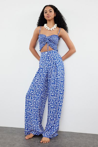 Trendyol Collection Ethnic Patterned Frilly Blouse and Trousers Set - TBESS24AU00032