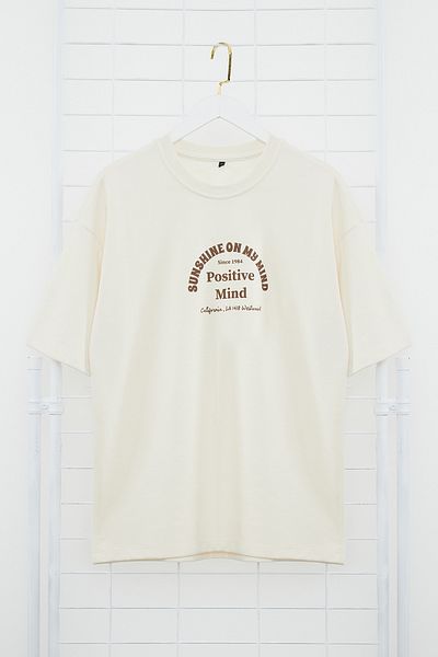Trendyol Collection Text Printed Wide Cut T-Shirt - TMNSS23TS00083