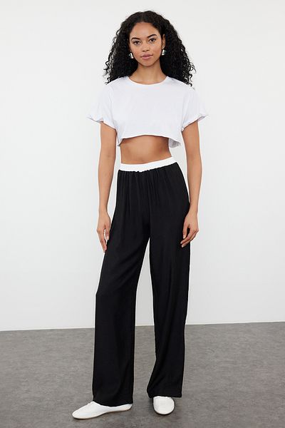 Trendyol Collection Black Straight Cut Woven Boxer Pants - TWOSS24PL00173