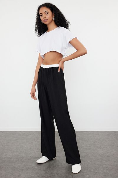 Trendyol Collection Black Straight Cut Woven Boxer Pants - TWOSS24PL00173